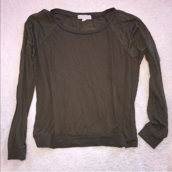 FOREVER 21 Burnout Style Olive Green Long Sleeve - Picture 3 of 4